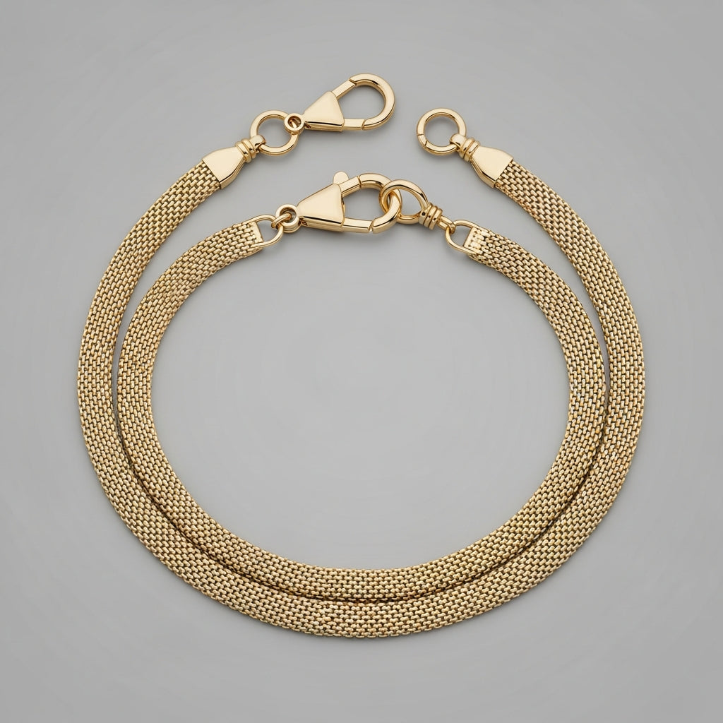 Chaîne de montre gousset double Albert en maille d'argent. Chaînes & Châtelaines - Gousset Heritage