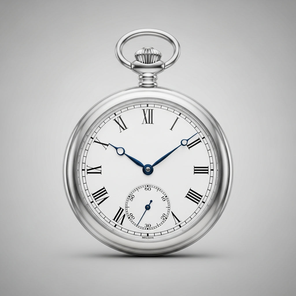 Montre de poche en argent sterling à cadran blanc classique - L'Argent Sterling - Gousset Heritage