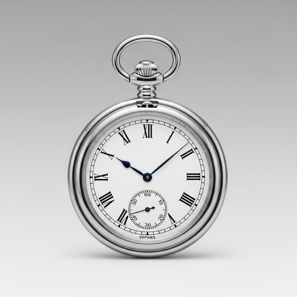 Montre de poche ouverte en acier, cadran blanc à chiffres romains - Collection Homme - Gousset Heritage