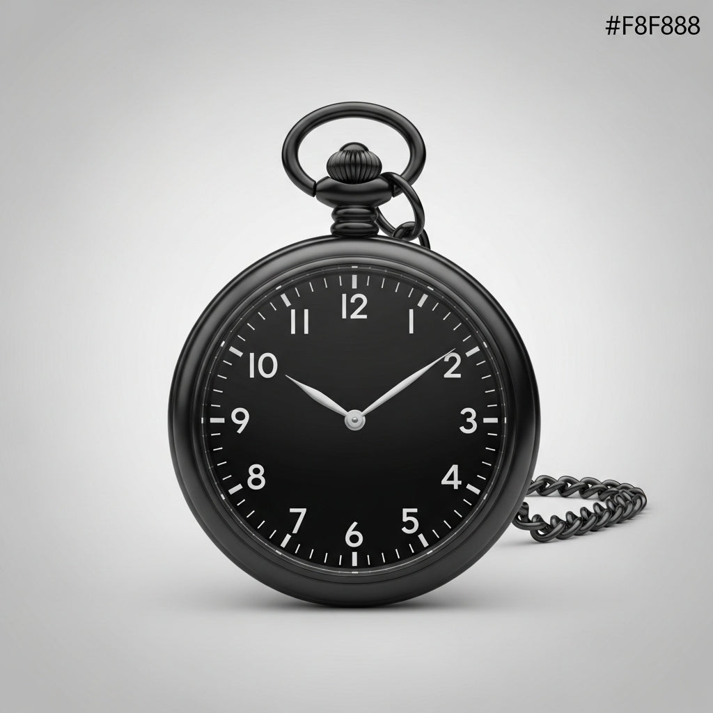 Montre gousset noire mate mécanique sur chaîne, finition PVD - Le Noir Profond - Gousset Heritage.