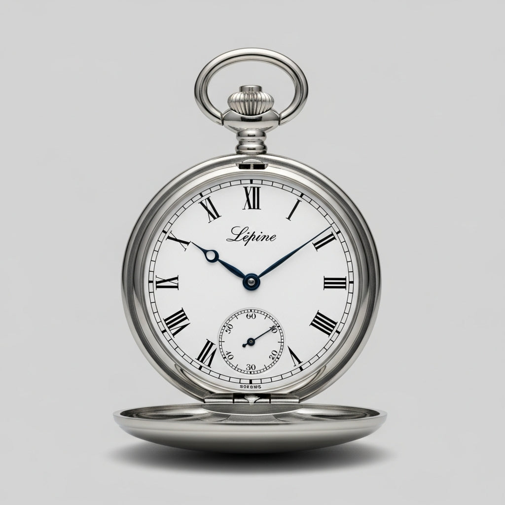Montre gousset Lépine cadran ouvert en acier poli et chiffres romains - Gousset Heritage