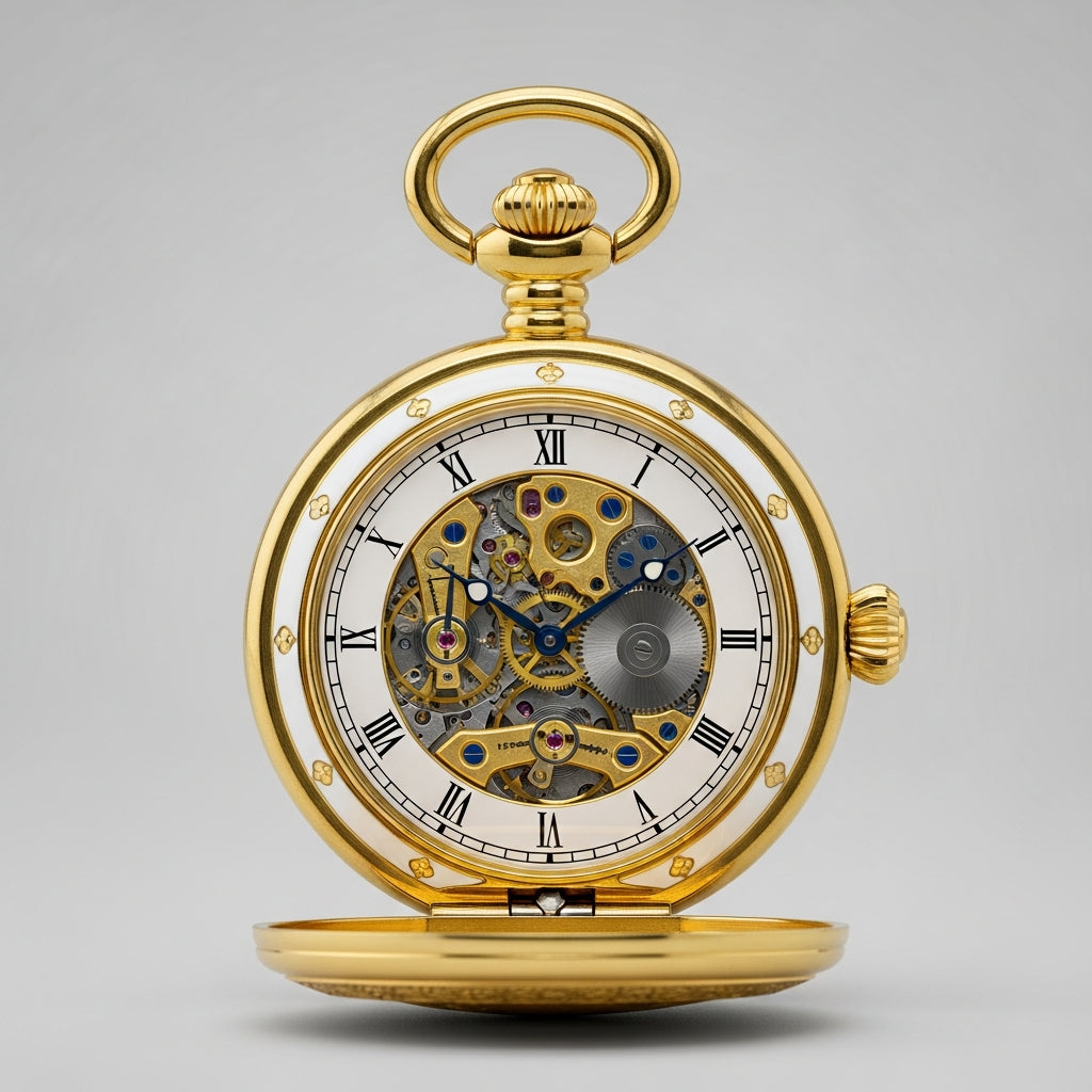Montre gousset mécanique Double Chasseur ornée - Hautes Complications - Gousset Heritage