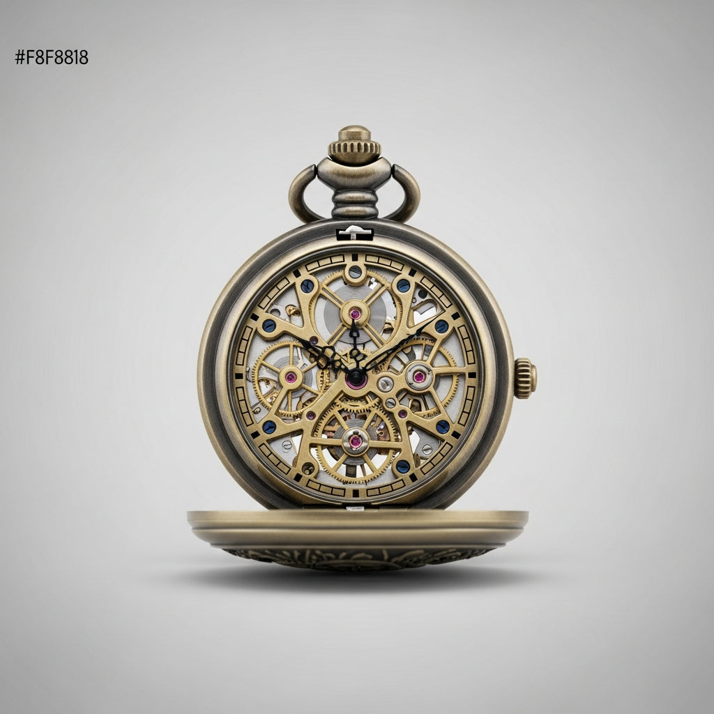 Montre gousset mécanique Steampunk ouverte, engrenages visibles - Collection Univers Steampunk - Gousset Heritage