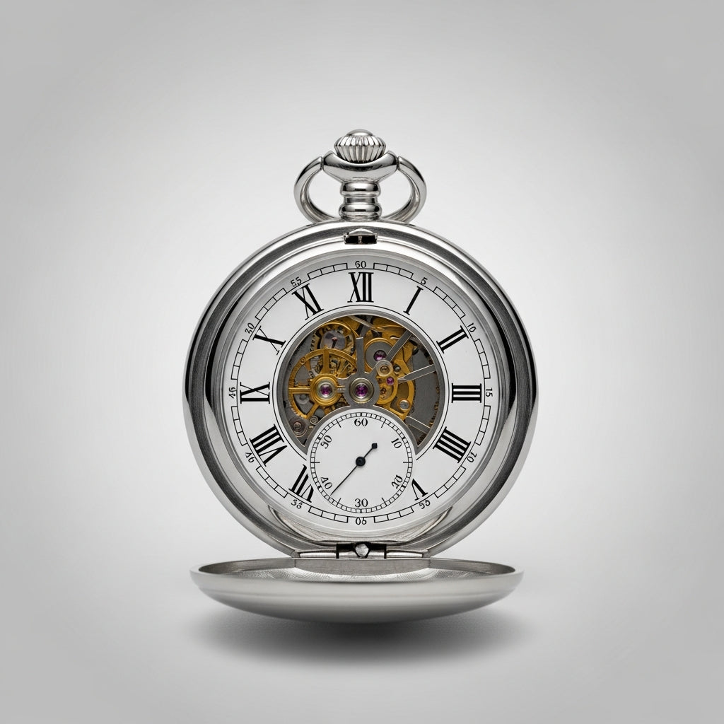 Montre gousset Demi-Chasseur en argent poli avec couvercle ajouré - Gousset Heritage