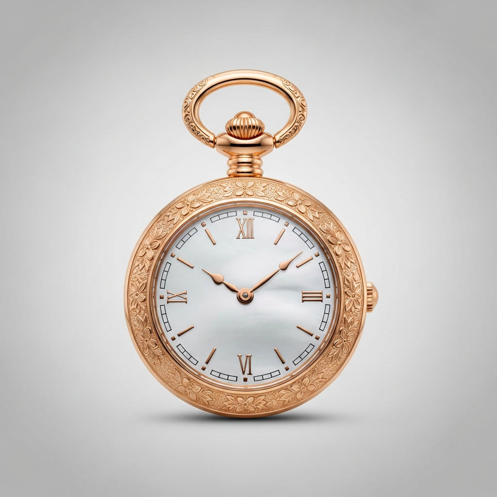 Montre gousset ouverte or rose style sautoir pour femme - Collection Élégance - Gousset Heritage.