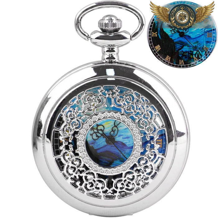 Céleste Nocturne | Montre Sautoir Filigrane Argenté Quartz - Argent 1 - Gousset-heritage