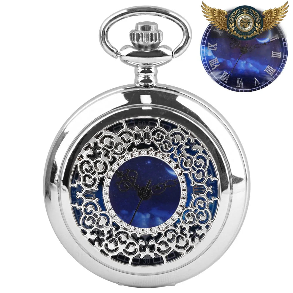 Céleste Nocturne | Montre Sautoir Filigrane Argenté Quartz - Argent 2 - Gousset-heritage