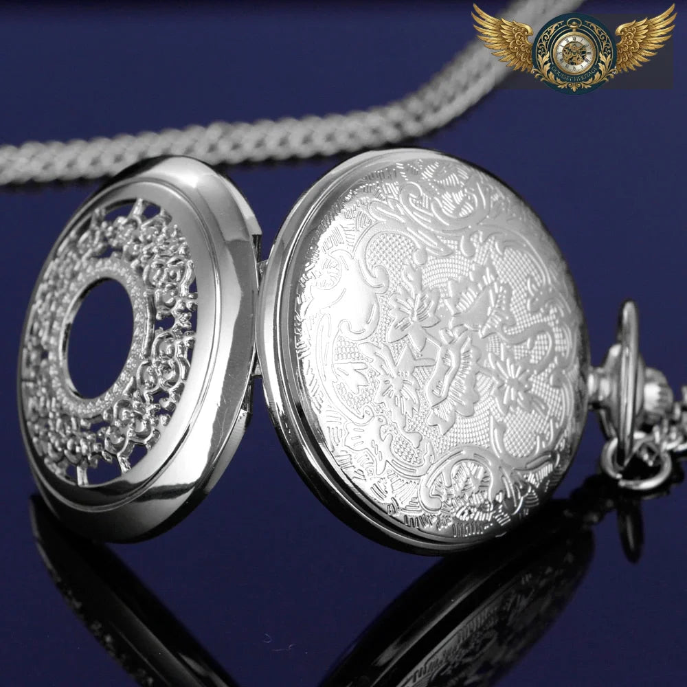 Céleste Nocturne | Montre Sautoir Filigrane Argenté Quartz - Vue 6 - Gousset-heritage