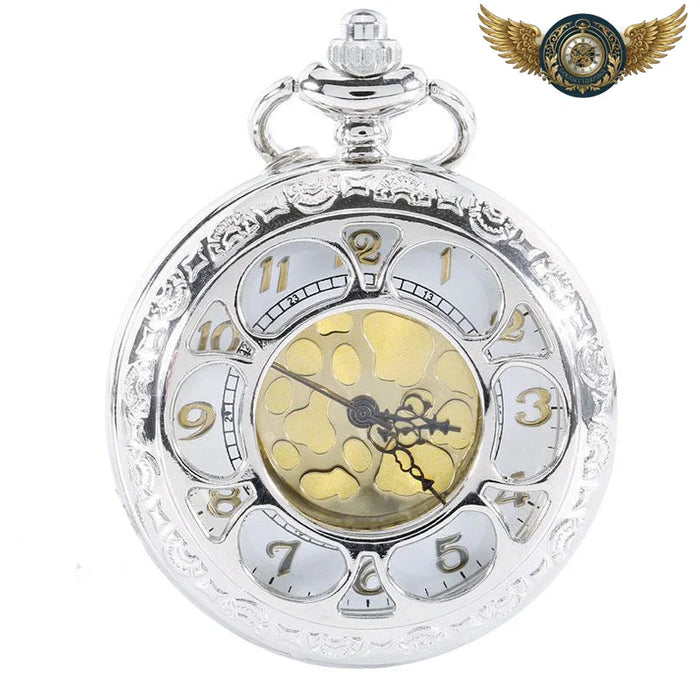 Élégance Baroque - Montre Gousset Argentée à Clapet Ajouré Quartz - Vue 1 - Gousset-heritage