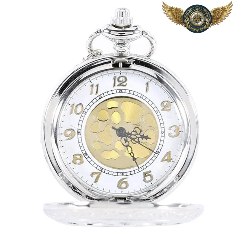 Élégance Baroque - Montre Gousset Argentée à Clapet Ajouré Quartz