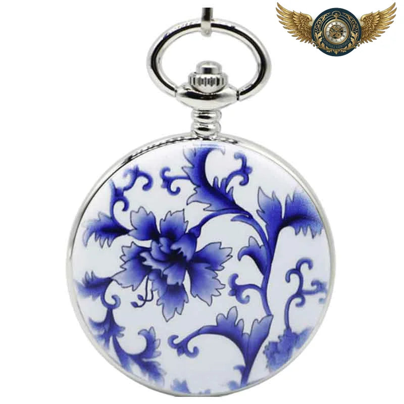 Florentin - Montre Gousset Squelette Mécanique Porcelaine Bleue - Vue 3 - Gousset-heritage