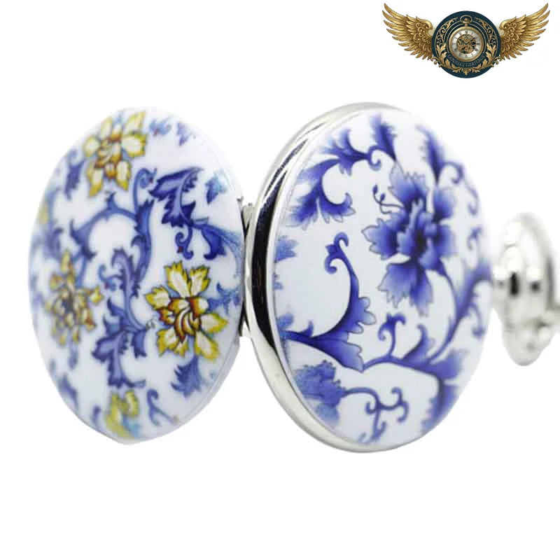 Florentin - Montre Gousset Squelette Mécanique Porcelaine Bleue - Vue 5 - Gousset-heritage