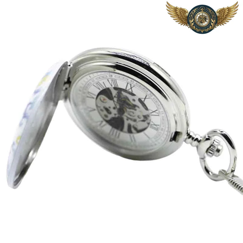 Florentin - Montre Gousset Squelette Mécanique Porcelaine Bleue - Vue 6 - Gousset-heritage