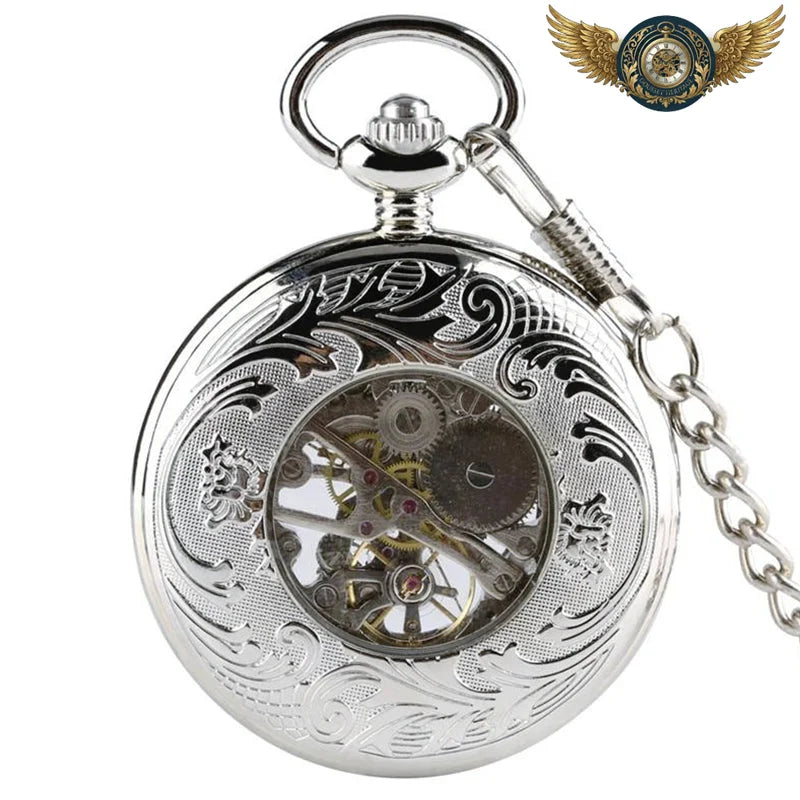 Garde-Temps Néo-Victorien Demi-Chasseur Squelette Argent - Vue 3 - Gousset-heritage