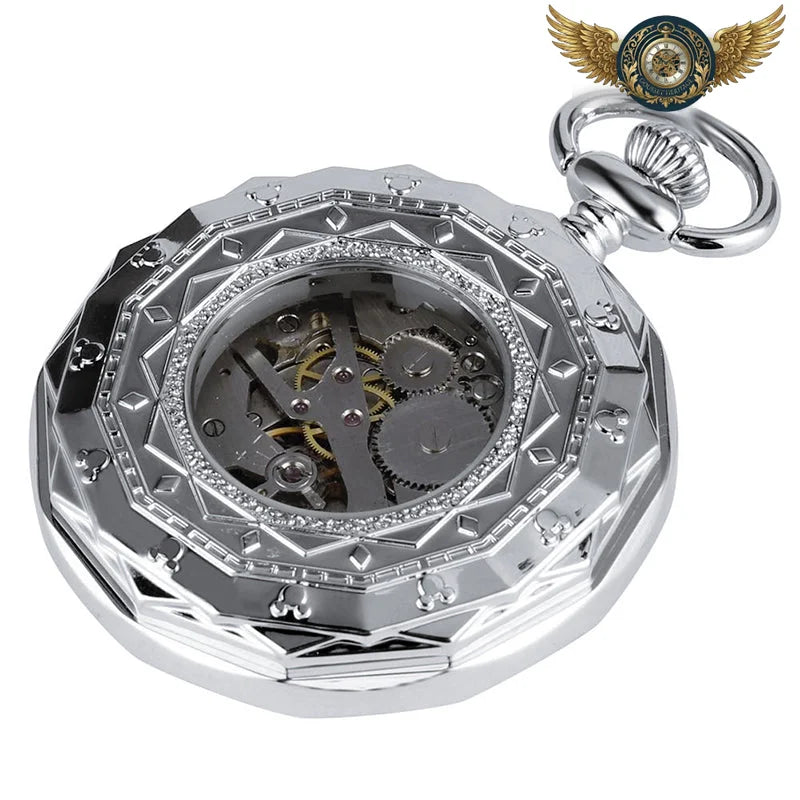 Gatsby - Montre Gousset Mécanique Facettée Fond Transparent 51mm - Vue 3 - Gousset-heritage