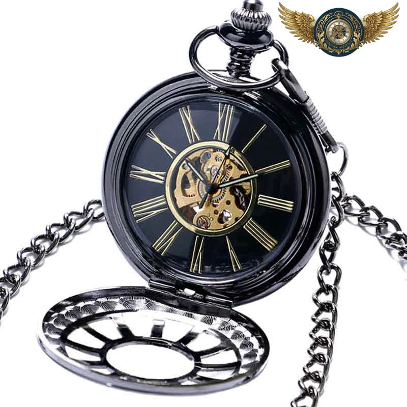 Gentleman Mécanicien - Gousset Demi-Chasseur Squelette Noir Or - Vue 3 - Gousset-heritage