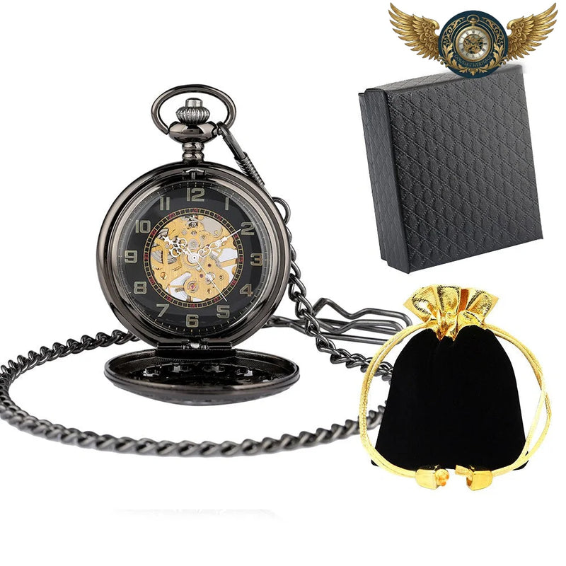 Gousset Full-Hunter Squelette Mécanique – Style Steampunk Noir