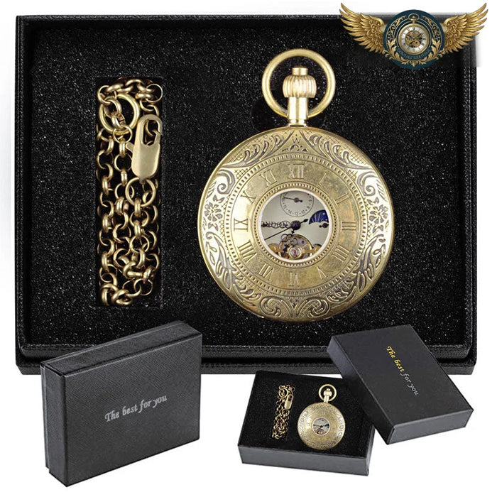 Gousset Gravée Or - Mécanique Phase Lune | Double Chasseur - Vue 1 - Gousset-heritage