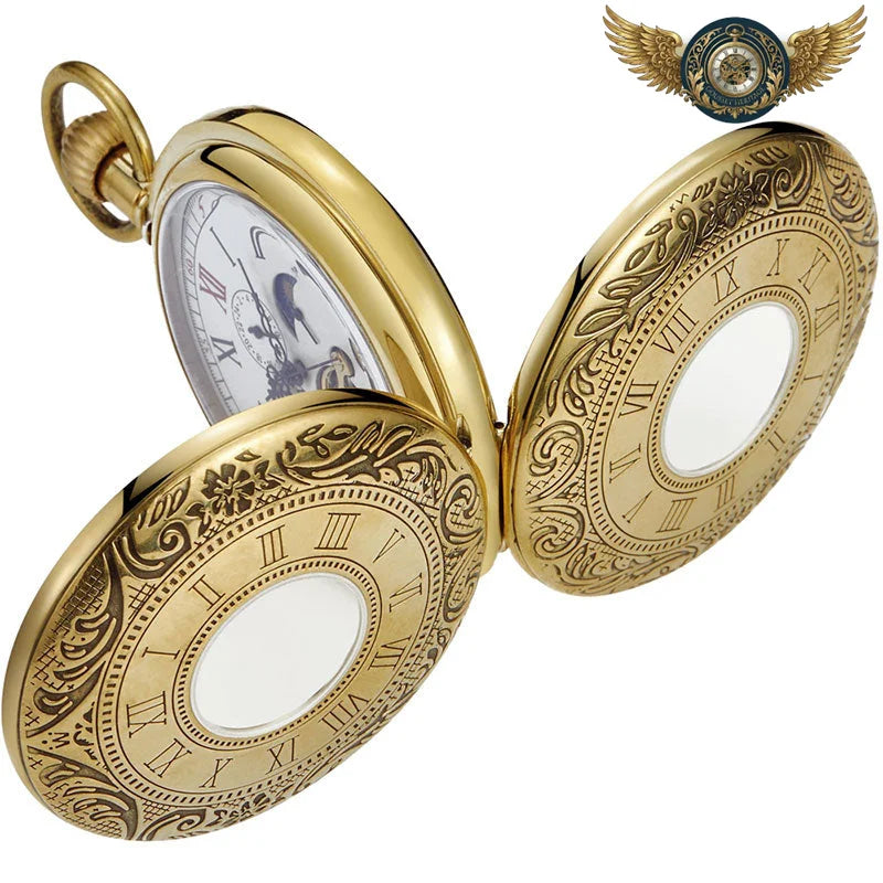 Gousset Gravée Or - Mécanique Phase Lune | Double Chasseur - Vue 4 - Gousset-heritage