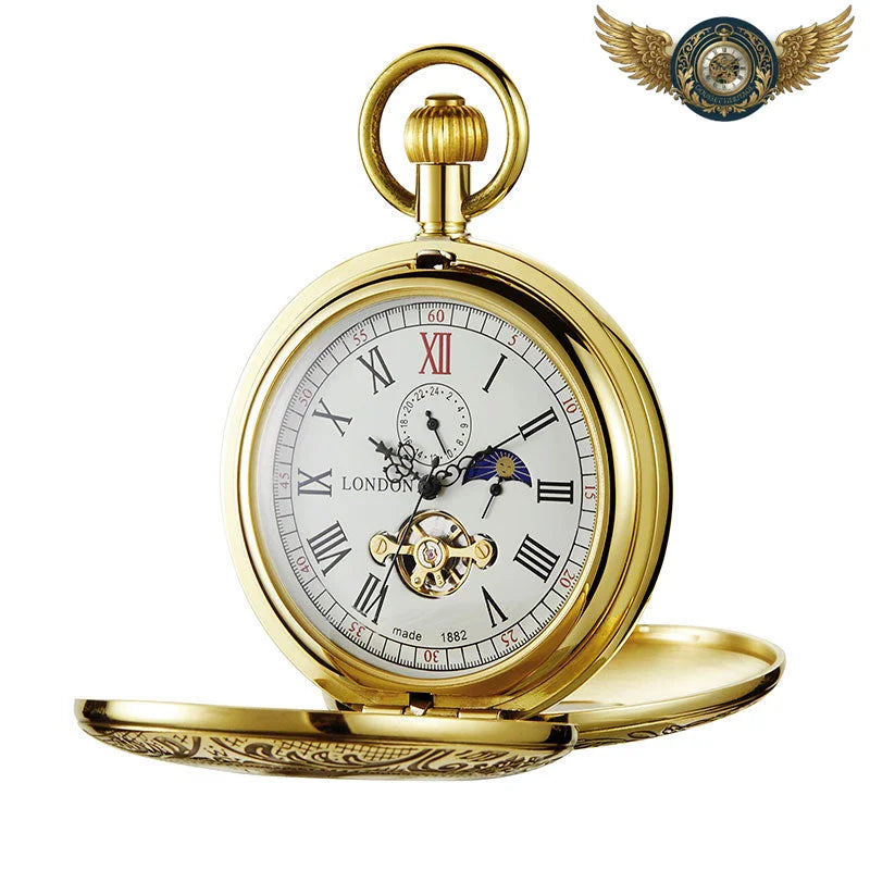 Gousset Gravée Or - Mécanique Phase Lune | Double Chasseur - Vue 5 - Gousset-heritage