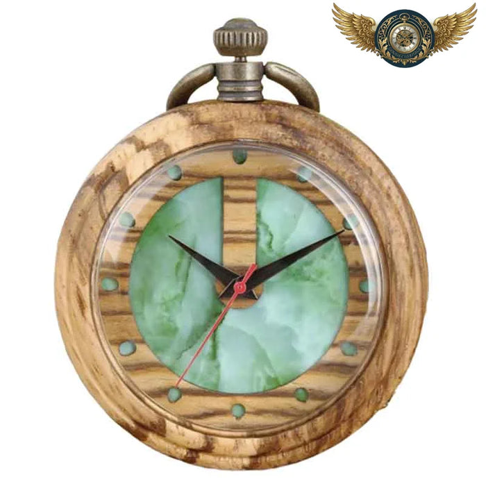 Gousset Organique - Bois Nervuré & Cadran Vert Émeraude Quartz - Vue 1 - Gousset-heritage