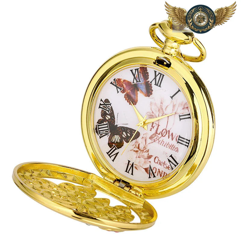 Gousset Pendentif Art Nouveau | Demi-Chasseur Doré Émail - Vue 4 - Gousset-heritage