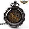 Gousset Steampunk Noir - Montre Mécanique Squelette Rosace Gravée - Vue 1 - Gousset-heritage