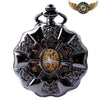 Gousset Steampunk Noir - Montre Mécanique Squelette Rosace Gravée - Vue 2 - Gousset-heritage