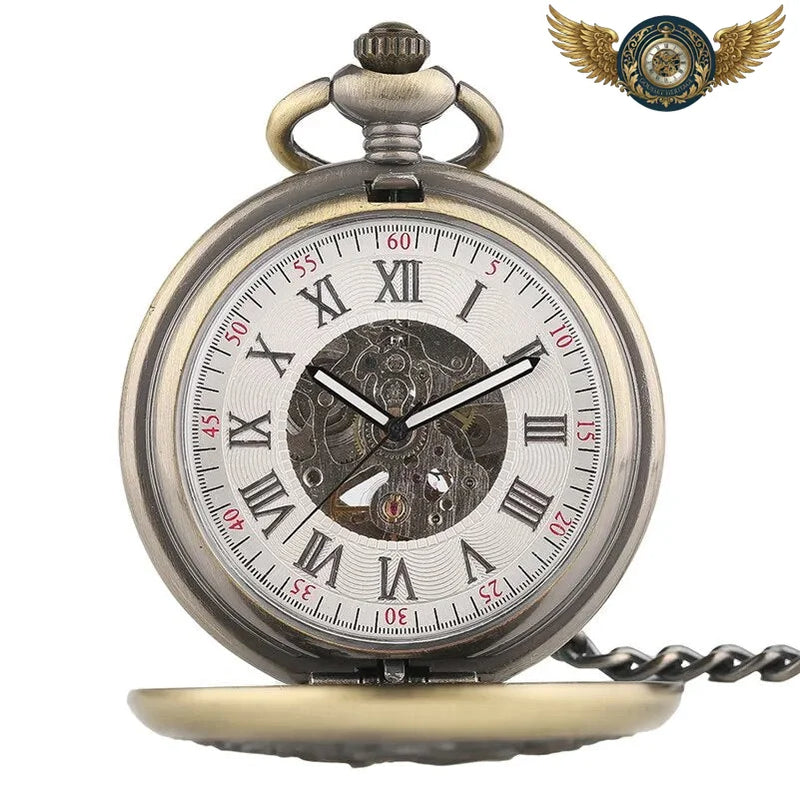 Hirondelles Célestes - Montre Gousset Squelette Bronze Antique