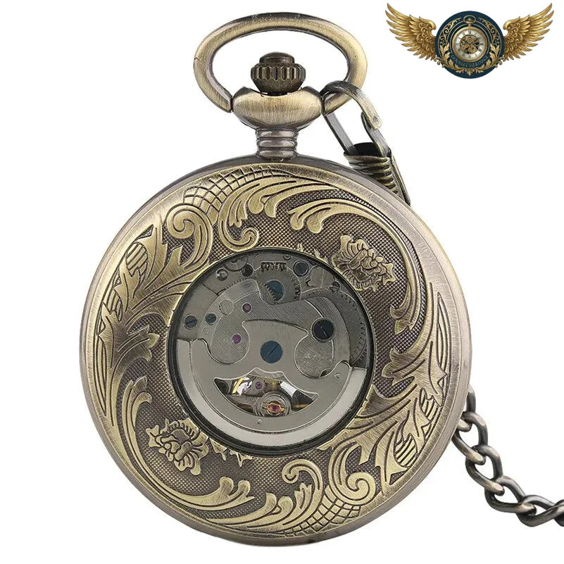 Hirondelles Célestes - Montre Gousset Squelette Bronze Antique - Vue 4 - Gousset-heritage