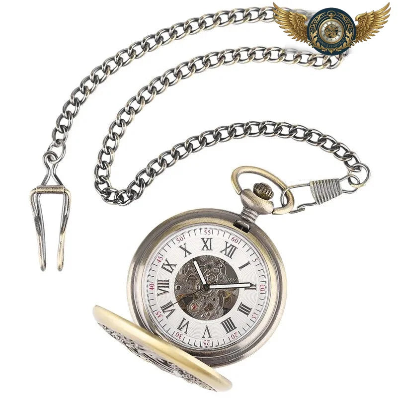 Hirondelles Célestes - Montre Gousset Squelette Bronze Antique - Vue 5 - Gousset-heritage