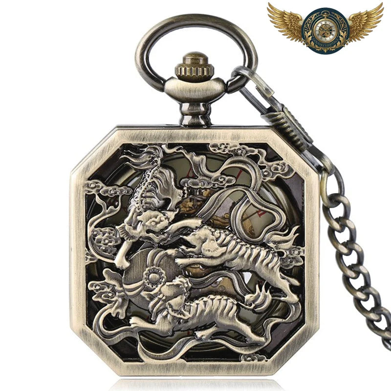 L'Æther - Montre Gousset Mécanique Squelette Octogonale - Bronze - Gousset-heritage