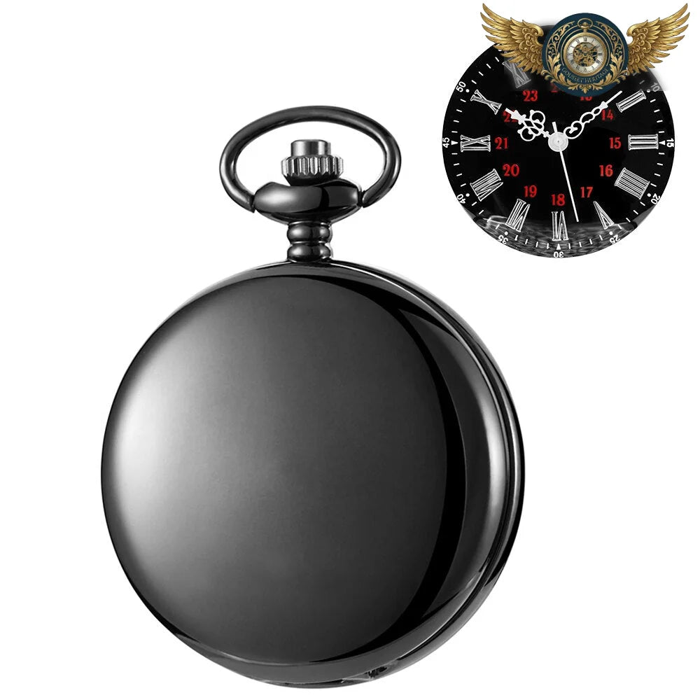 L'Absolu - Montre Gousset Chasseur Acier Poli & Quartz de Précision - Noir - Gousset-heritage