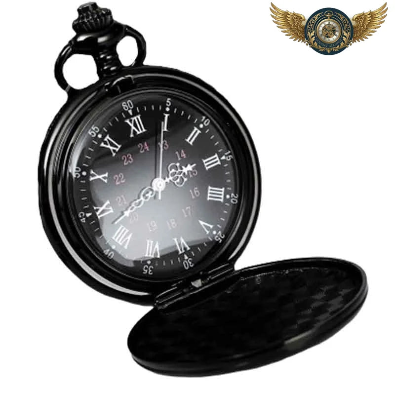 L'Absolu - Montre de Poche Chasseur Quartz PVD Noir 24H - Vue 3 - Gousset-heritage