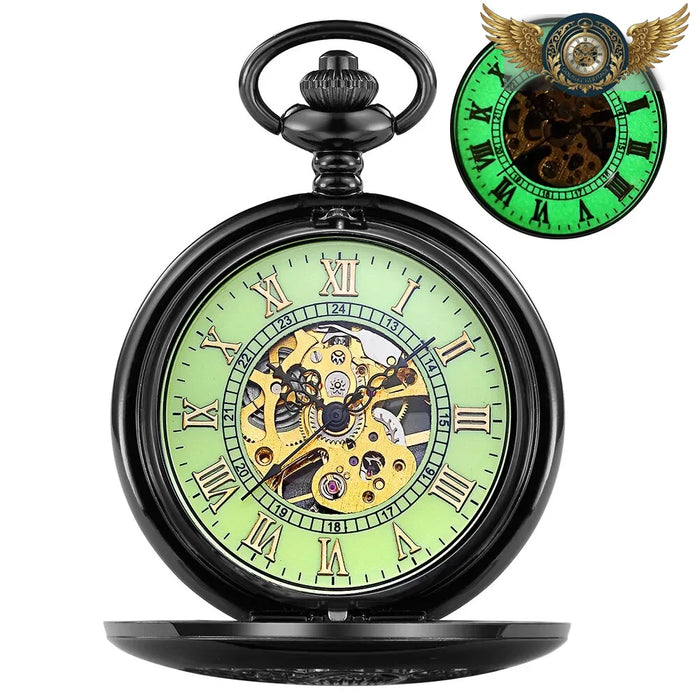 L'Absolu Minuit - Montre Gousset Mécanique Chasseur Noir - Vue 1 - Gousset-heritage