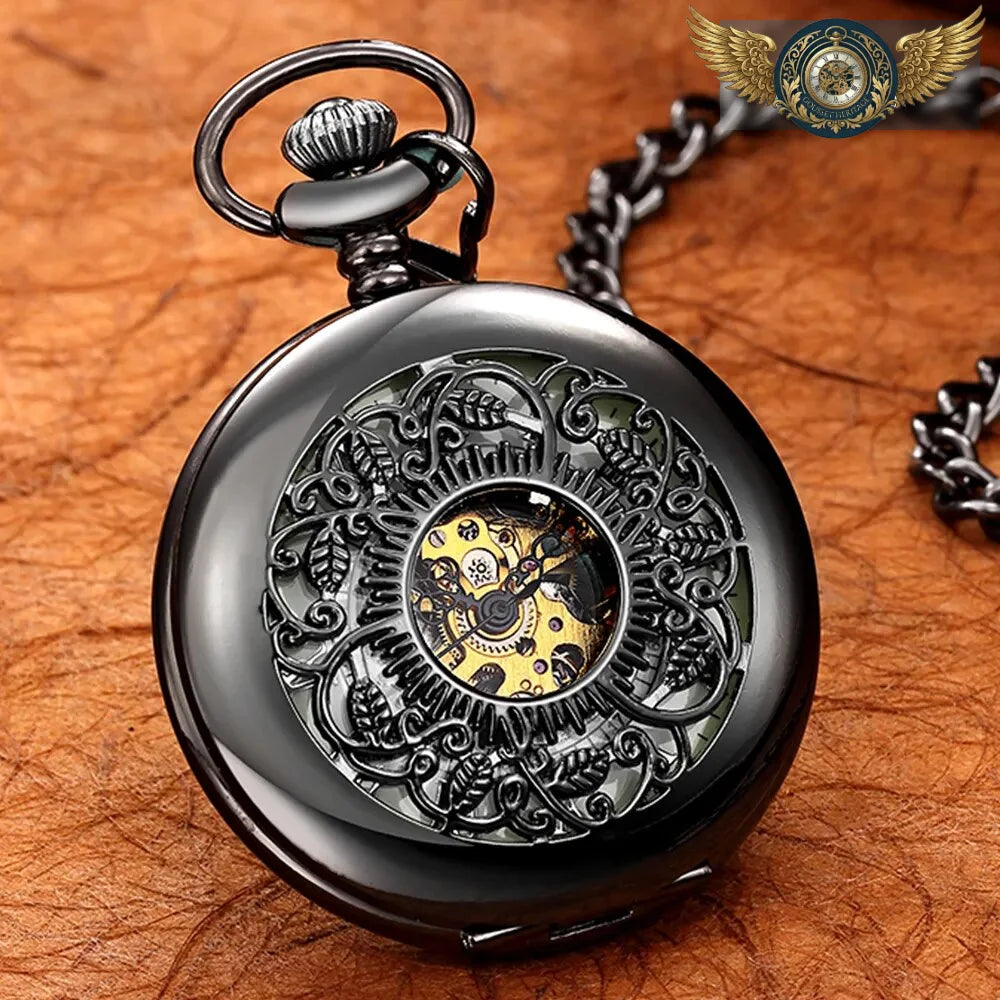 L'Absolu Minuit - Montre Gousset Mécanique Chasseur Noir - Vue 4 - Gousset-heritage