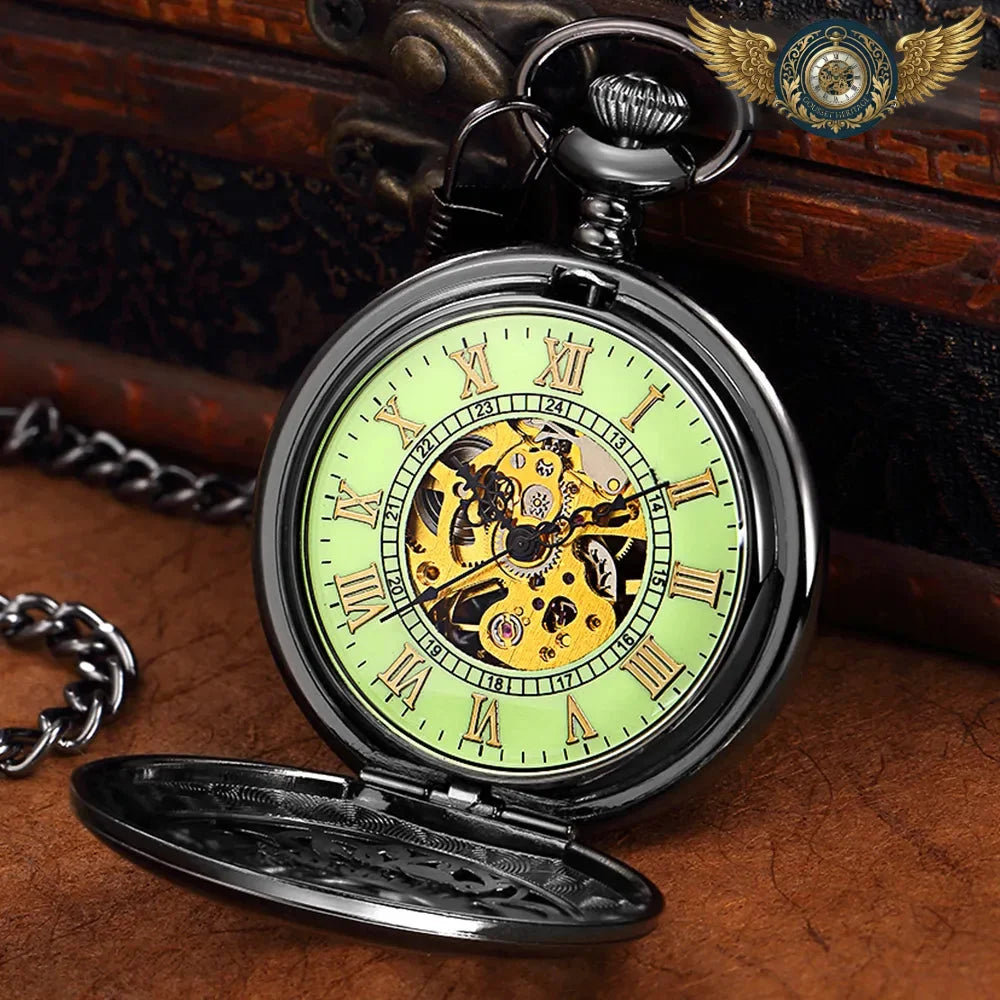 L'Absolu Minuit - Montre Gousset Mécanique Chasseur Noir - Vue 8 - Gousset-heritage