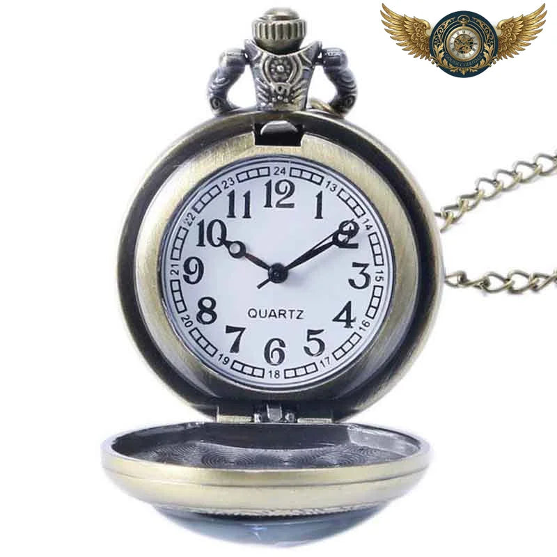 L'Aéronaute - Montre Gousset Steampunk Quartz Rouages Apparents