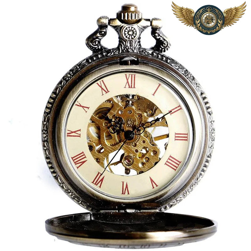 L'Aéronef - Montre Gousset Mécanique Bronze Gravures Ajourées