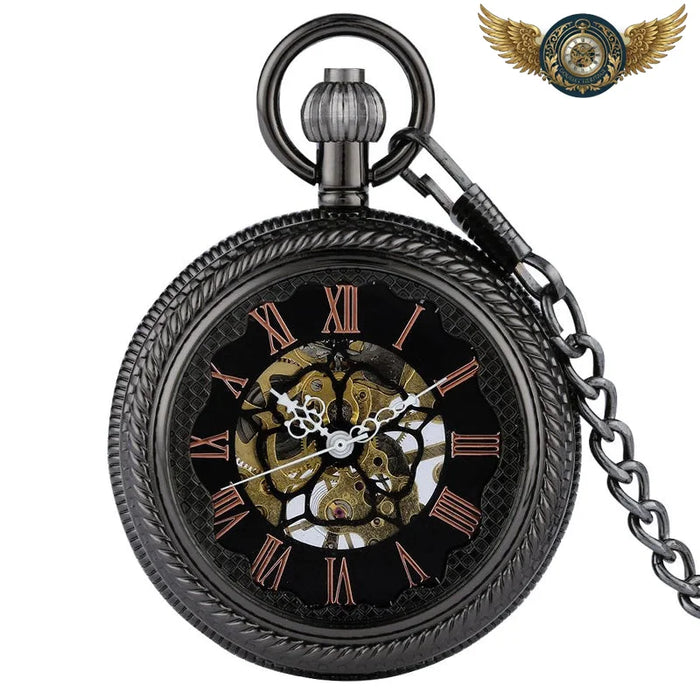 L'Aéronef - Montre de Poche Squelette Mécanique Noire Gunmetal - Vue 1 - Gousset-heritage
