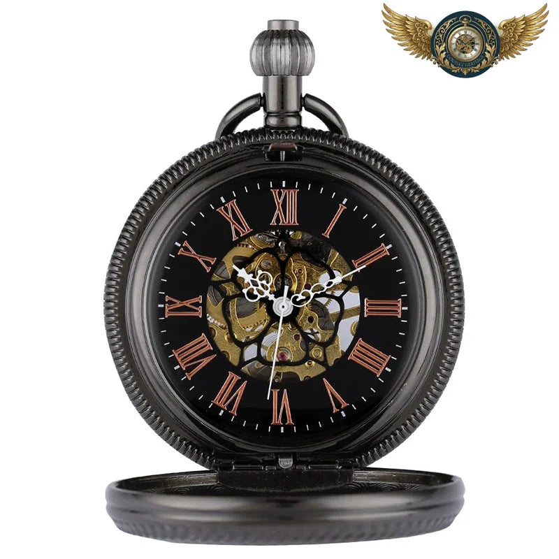 L'Aéronef - Montre de Poche Squelette Mécanique Noire Gunmetal - Vue 2 - Gousset-heritage