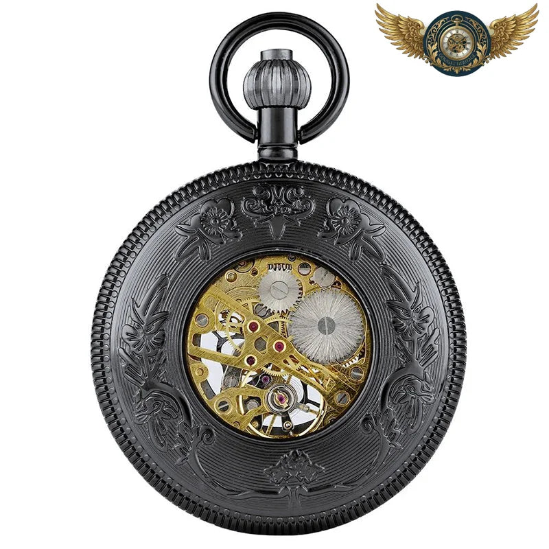 L'Aéronef - Montre de Poche Squelette Mécanique Noire Gunmetal - Vue 3 - Gousset-heritage