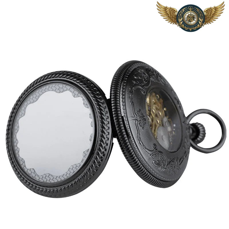 L'Aéronef - Montre de Poche Squelette Mécanique Noire Gunmetal - Vue 4 - Gousset-heritage