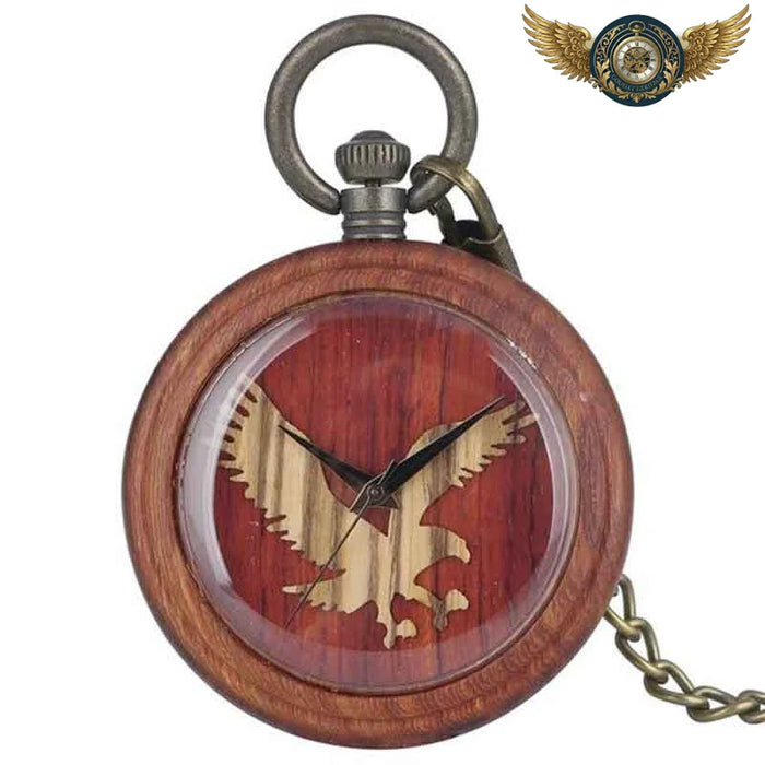L'Aigle Libre - Montre Gousset en Bois Précieux Mouvement Quartz - Vue 1 - Gousset-heritage