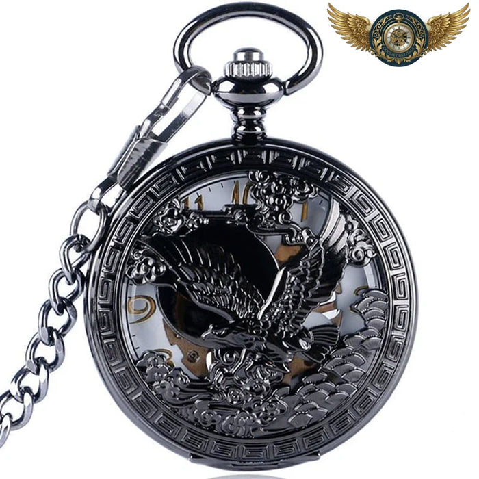 L'Aigle Noir - Montre Gousset Mécanique Chasseur Gravé 3D - Vue 1 - Gousset-heritage