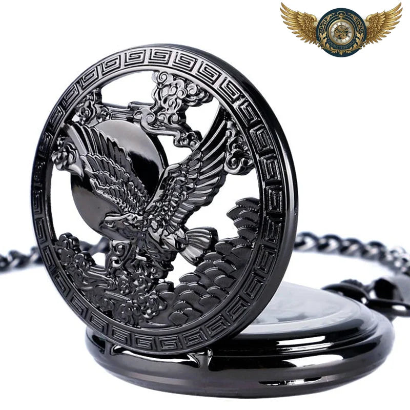 L'Aigle Noir - Montre Gousset Mécanique Chasseur Gravé 3D - Vue 3 - Gousset-heritage