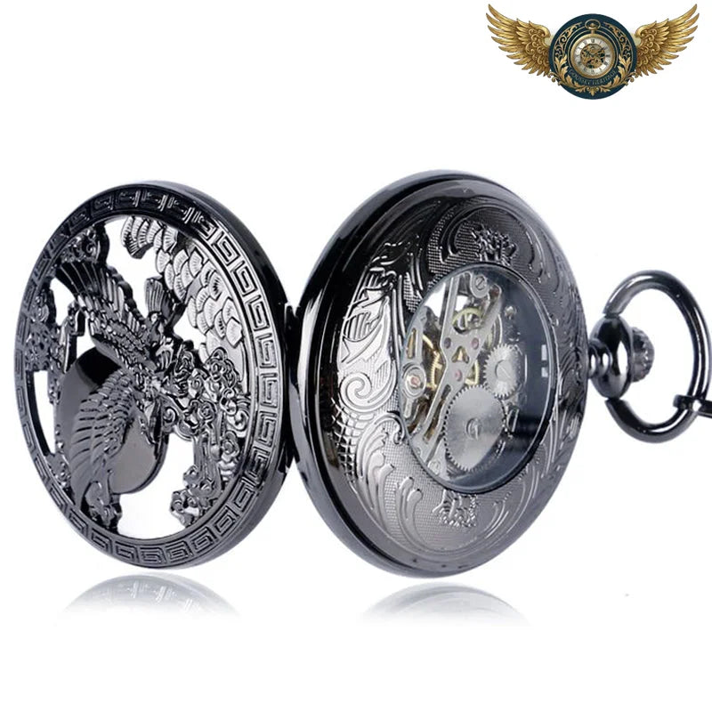 L'Aigle Noir - Montre Gousset Mécanique Chasseur Gravé 3D - Vue 6 - Gousset-heritage