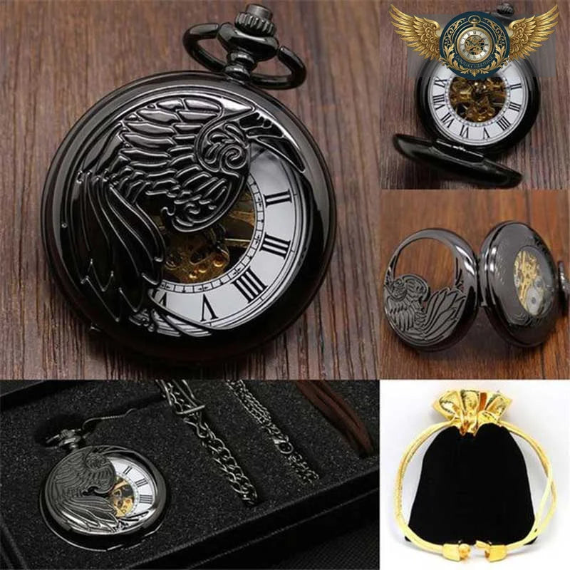L'Aigle Noir | Montre Gousset Demi-Chasseur Squelette Manuel - Vue 3 - Gousset-heritage