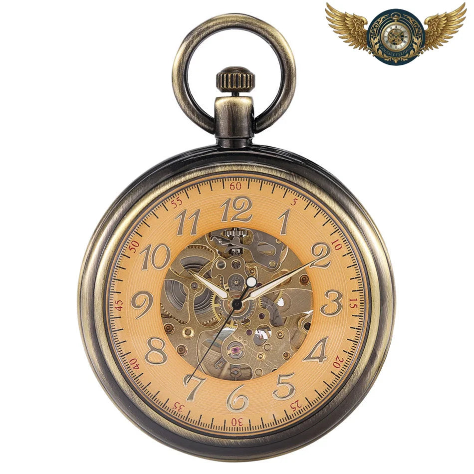 L'Alchimiste | Montre Gousset Automatique Squelette Bronze Patiné - Vue 3 - Gousset-heritage