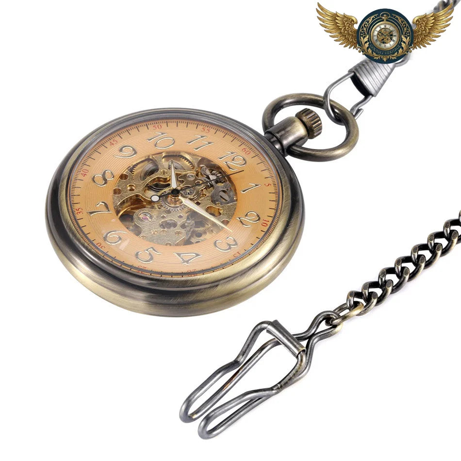 L'Alchimiste | Montre Gousset Automatique Squelette Bronze Patiné - Vue 4 - Gousset-heritage